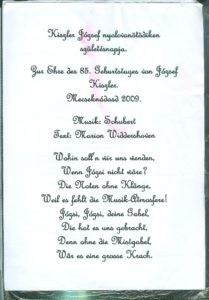 Kiszler József Születésnapja